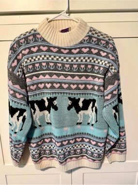 Arielle Vintage 1980’s Cows and Hearts Novelty Sweater